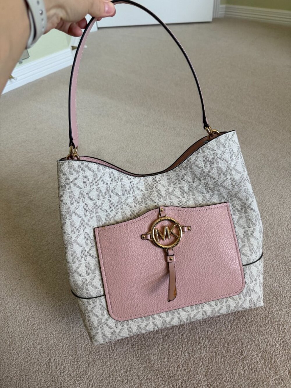 Michael Kors Signature Large Tote Bag Pink & Vanilla - Picture 8 of 15
